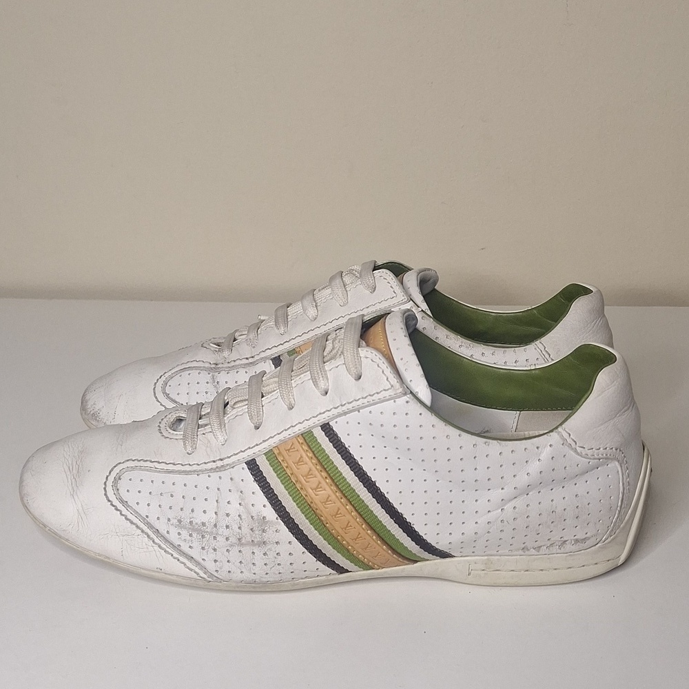 Louis Vuitton White Perforated Leather Bastia Sneakers Size Mens 7 - Picture 4 of 15